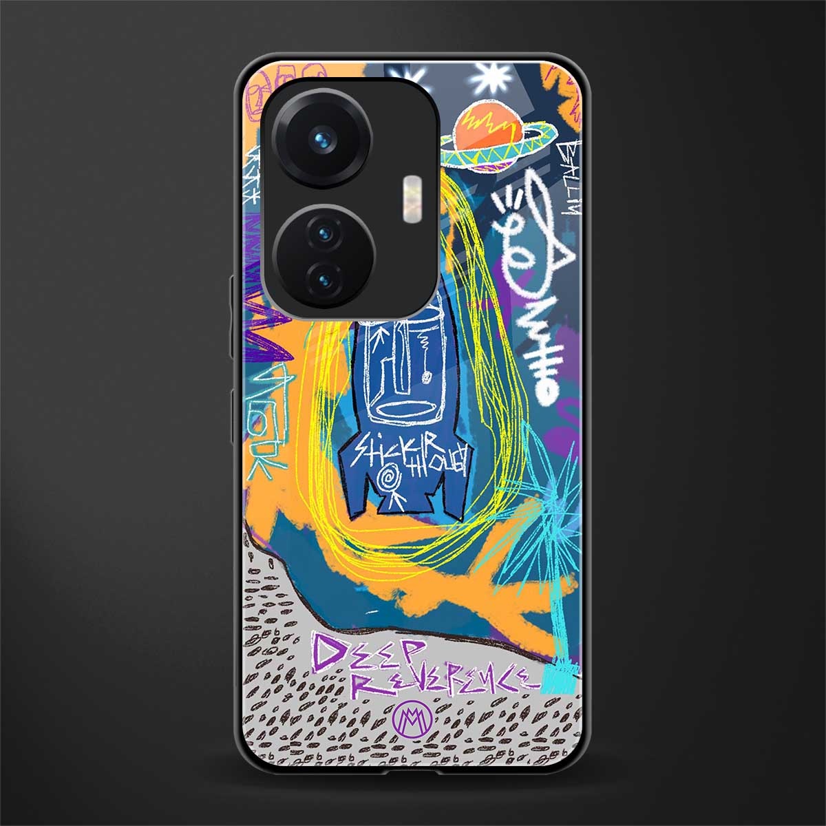 deja vu back phone cover | glass case for vivo t1 44w 4g