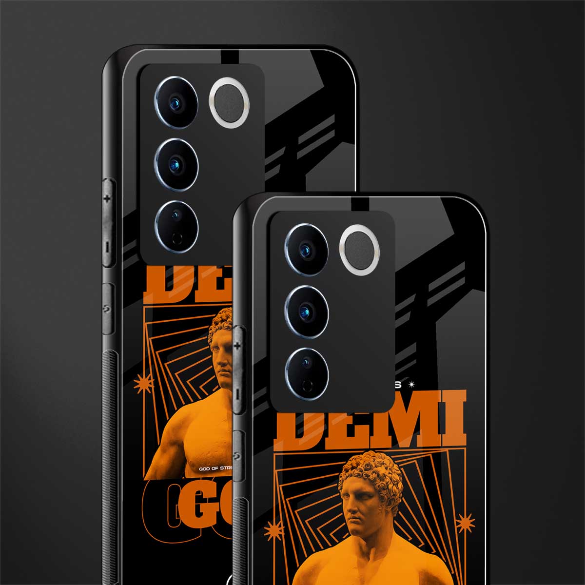 demi god back phone cover | glass case for vivo v27 pro 5g