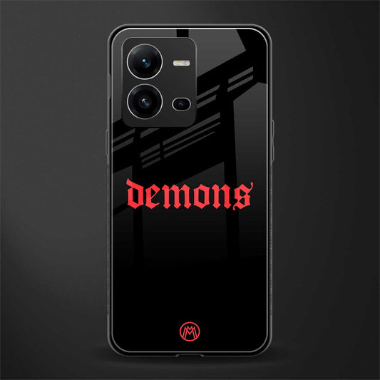 demons back phone cover | glass case for vivo v25-5g