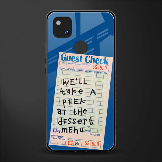 dessert menu back phone cover | glass case for google pixel 4a 4g