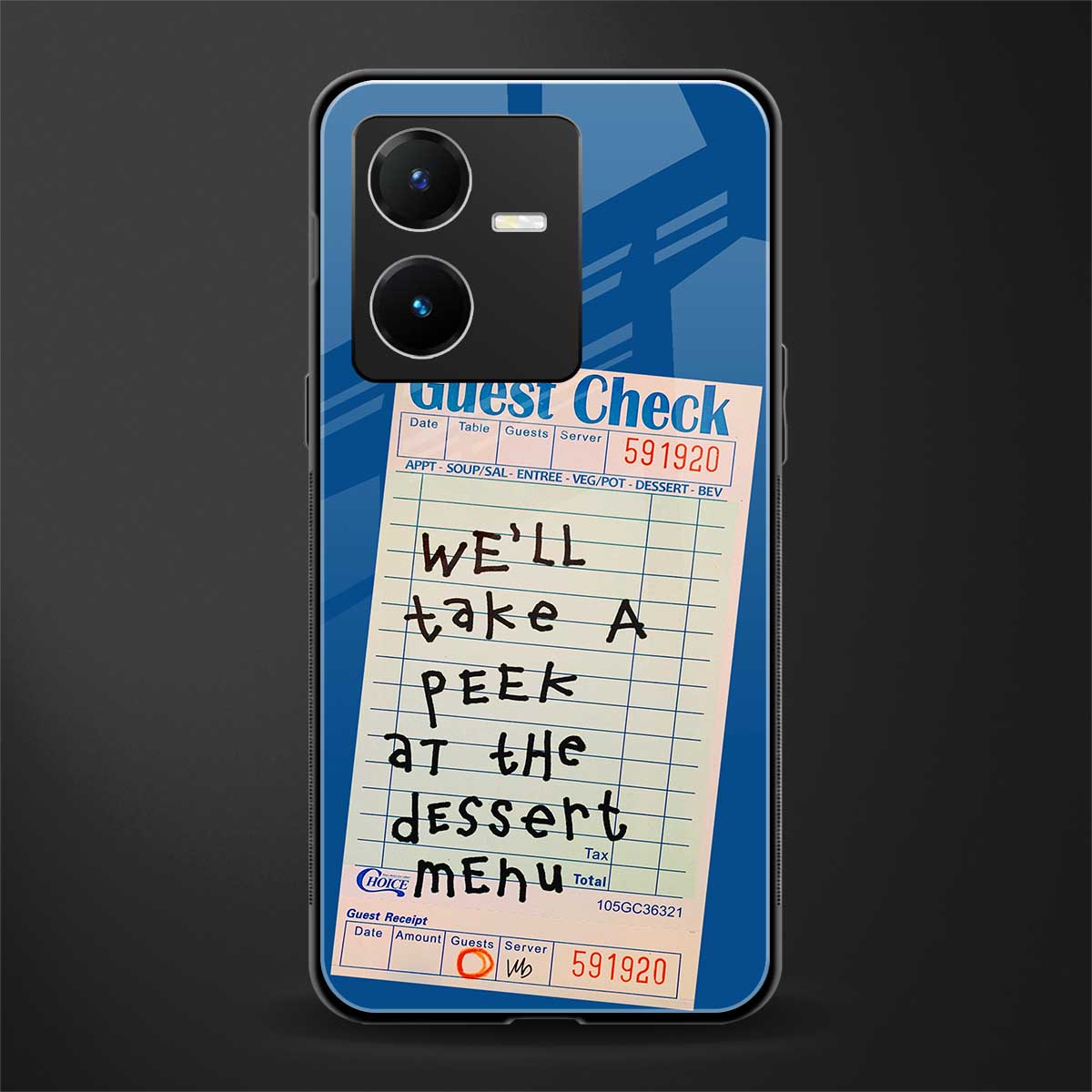 dessert menu back phone cover | glass case for vivo y22
