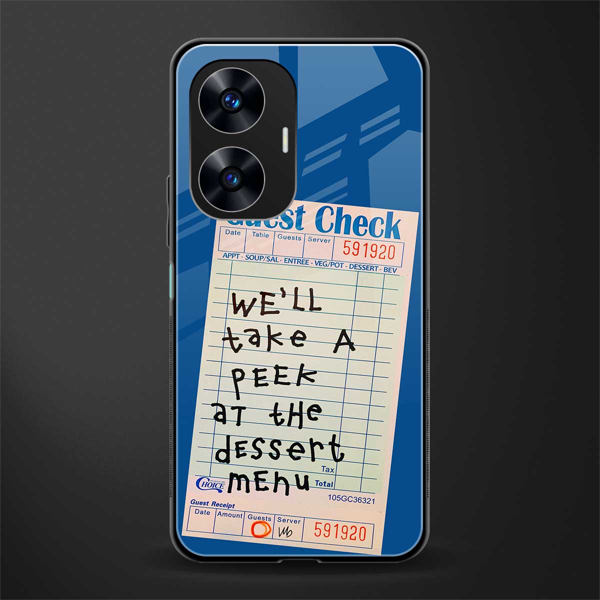 dessert menu back phone cover | glass case for realme c55