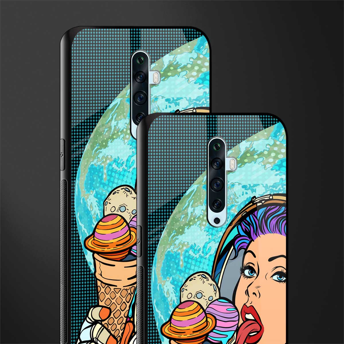 dessert space glass case for oppo reno 2f image-2