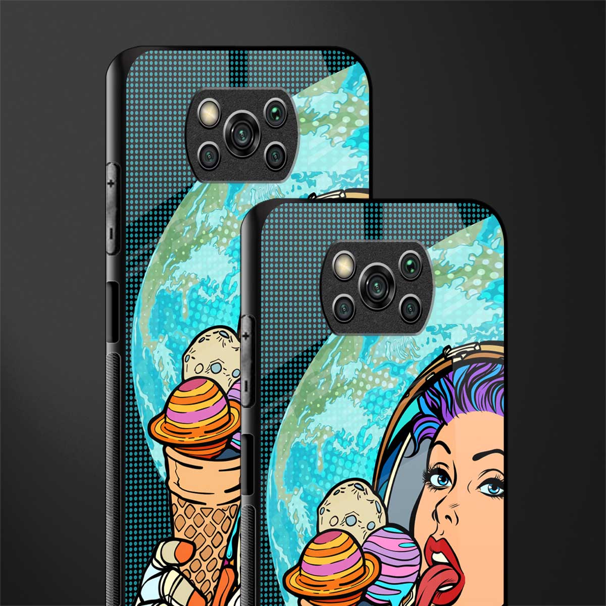 dessert space glass case for poco x3 image-2