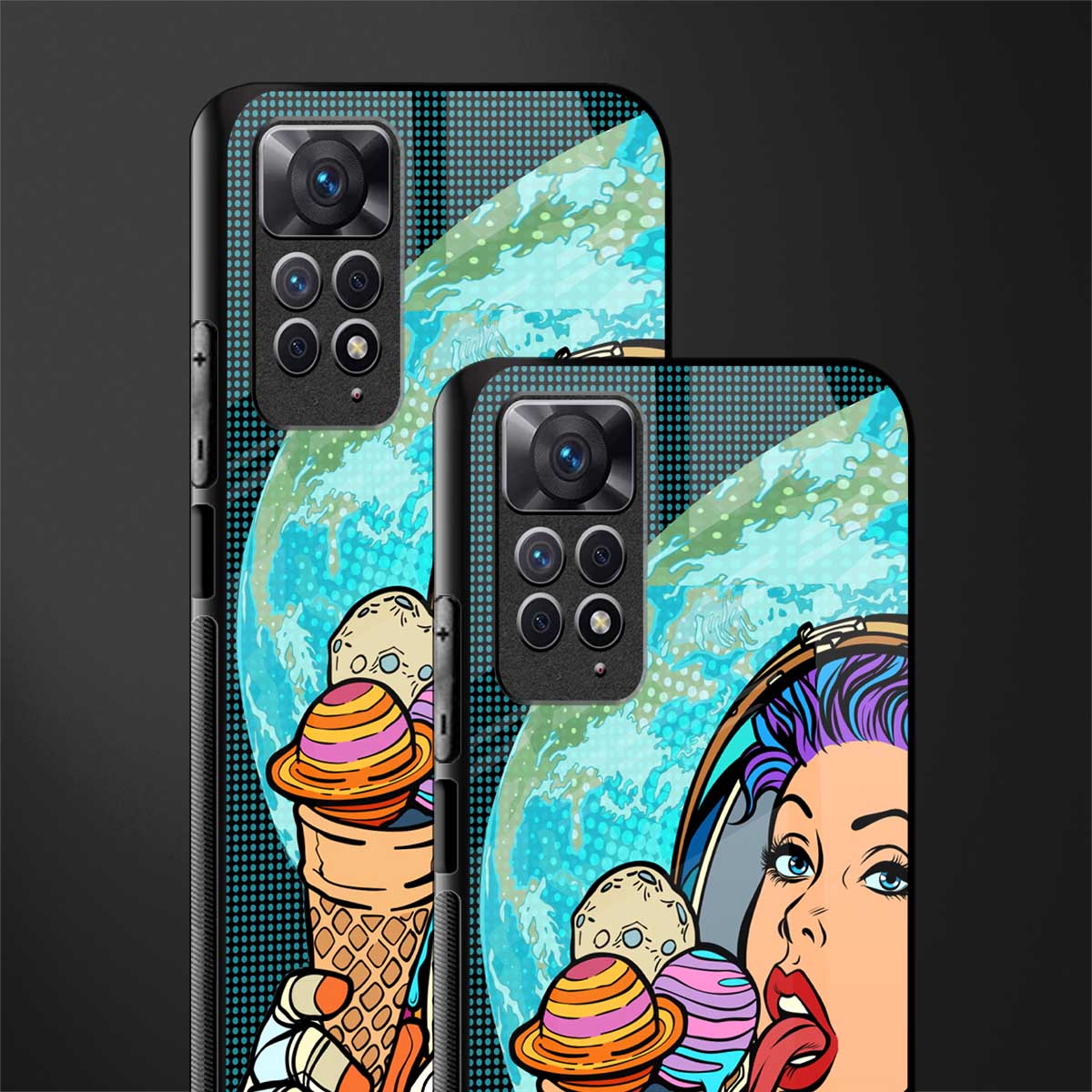 dessert space back phone cover | glass case for redmi note 11 pro plus 4g/5g