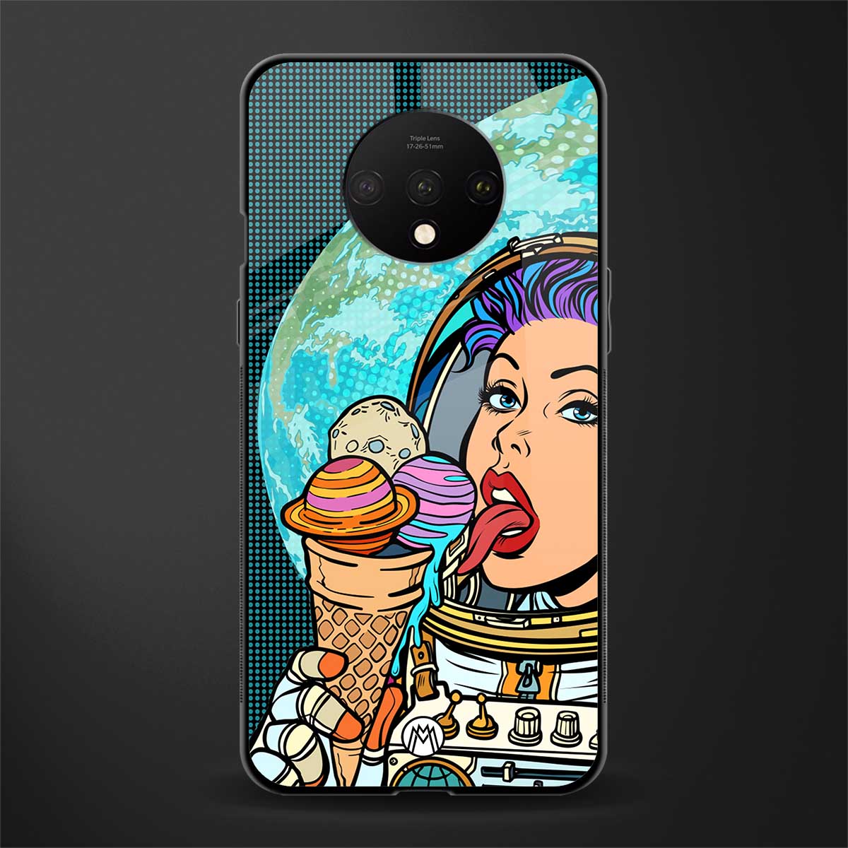 dessert space glass case for oneplus 7t image