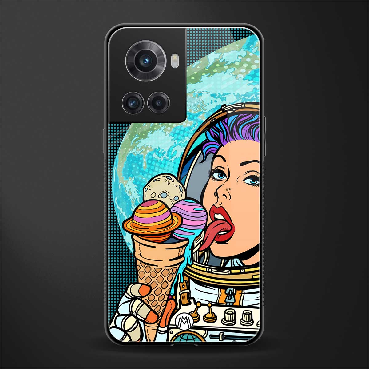 dessert space back phone cover | glass case for oneplus 10r 5g