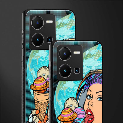 dessert space back phone cover | glass case for vivo y35 4g