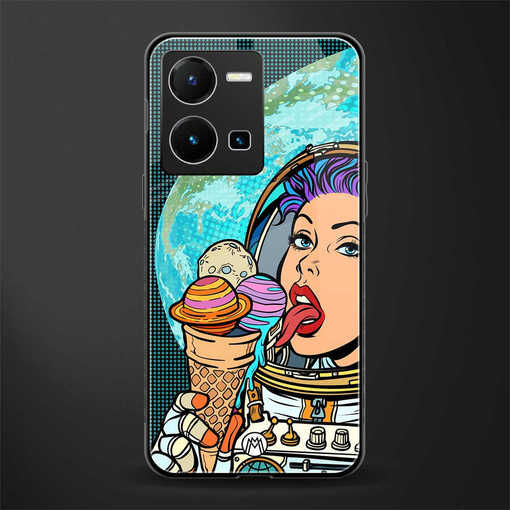 dessert space back phone cover | glass case for vivo y35 4g