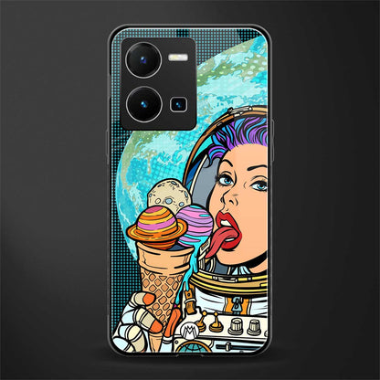 dessert space back phone cover | glass case for vivo y35 4g