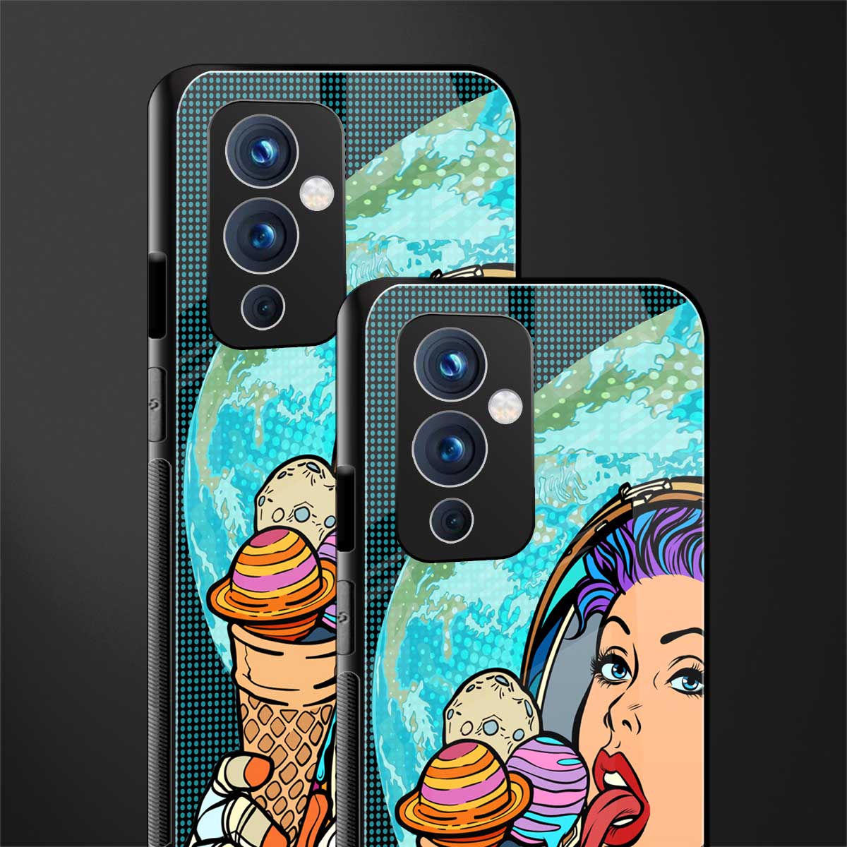 dessert space back phone cover | glass case for oneplus 9