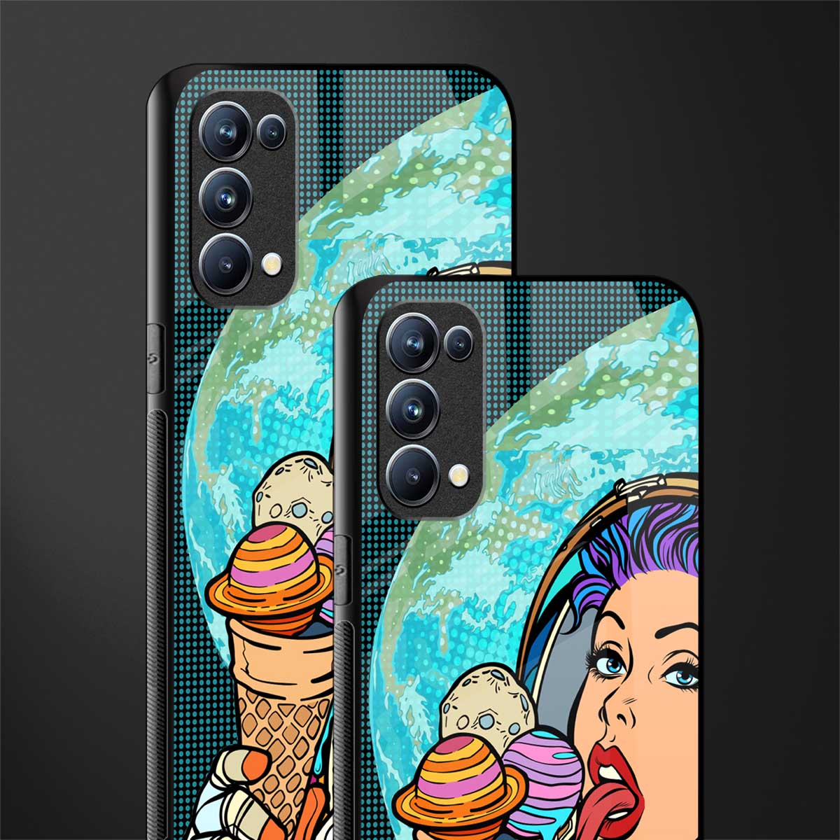 dessert space back phone cover | glass case for oppo reno 5