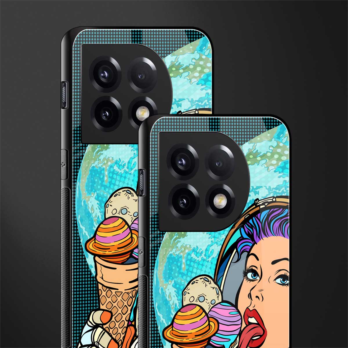 dessert space back phone cover | glass case for oneplus 11