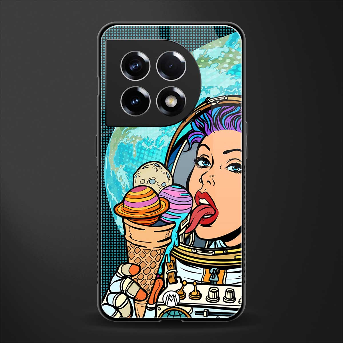 dessert space back phone cover | glass case for oneplus 11