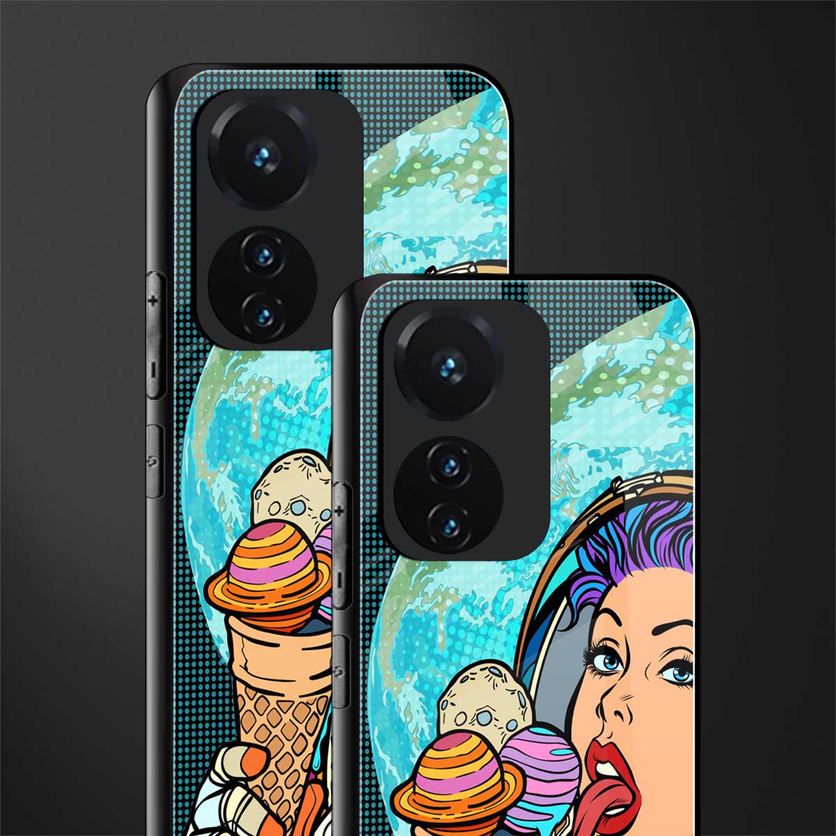 dessert space back phone cover | glass case for vivo t1 44w 4g