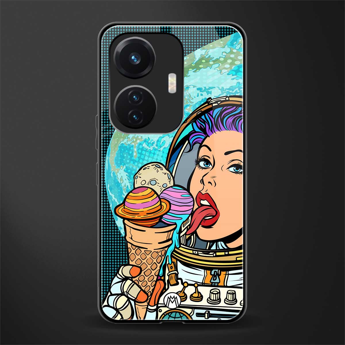 dessert space back phone cover | glass case for vivo t1 44w 4g