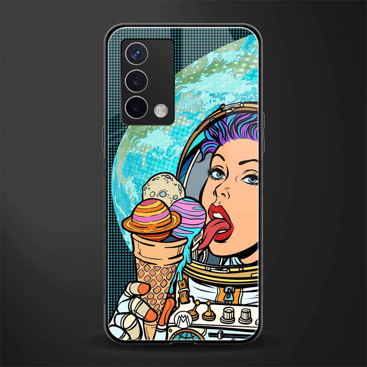 dessert space back phone cover | glass case for oppo a74 4g