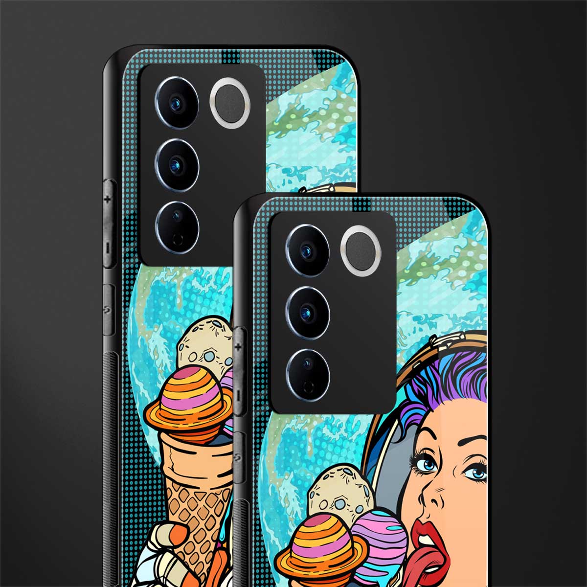 dessert space back phone cover | glass case for vivo v27 pro 5g