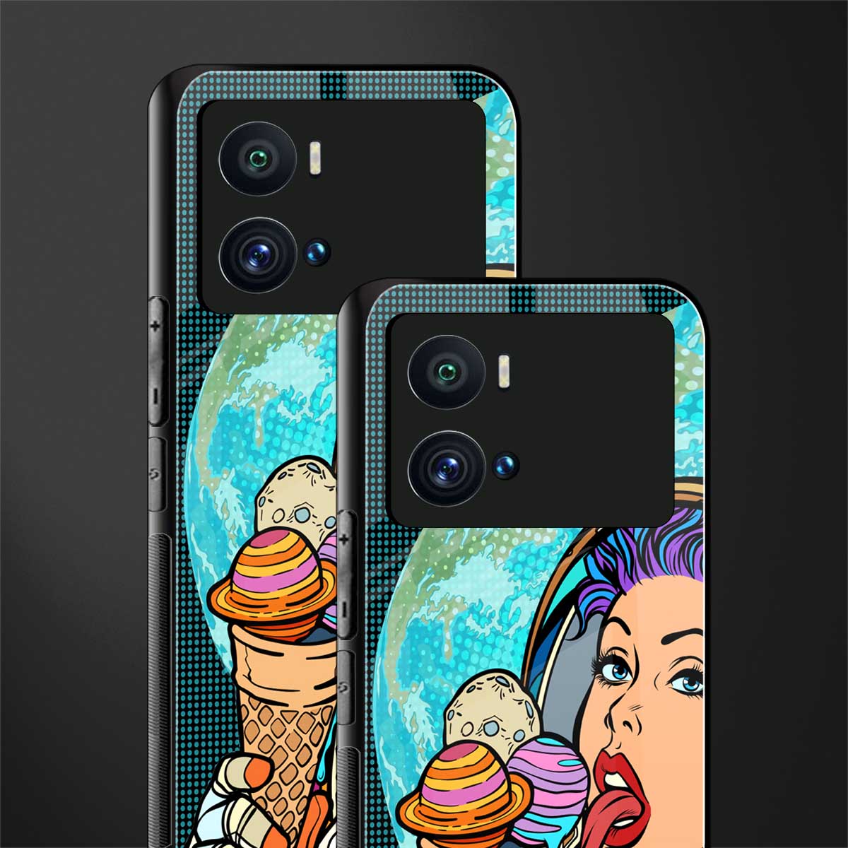 dessert space back phone cover | glass case for iQOO 9 Pro