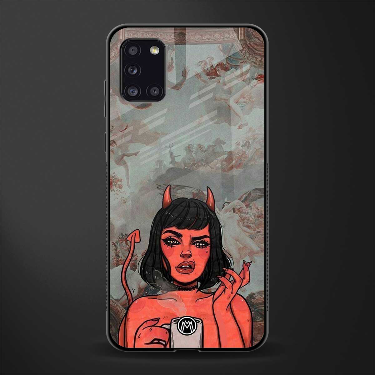 devil buys mymerchandize glass case for samsung galaxy a31 image