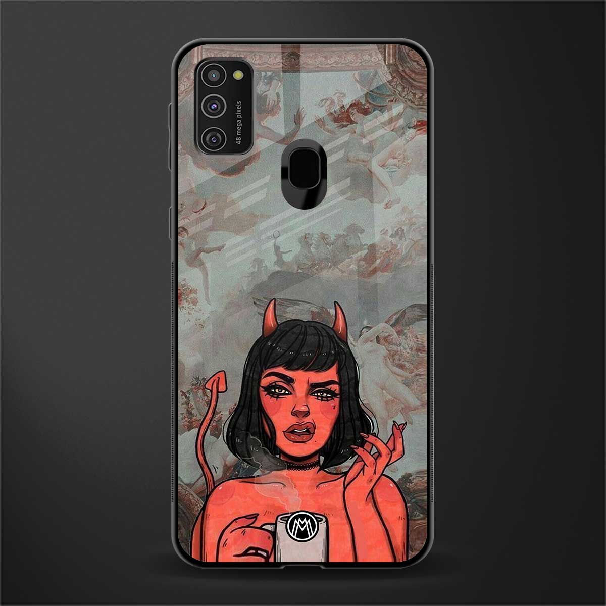 devil buys mymerchandize glass case for samsung galaxy m21 image