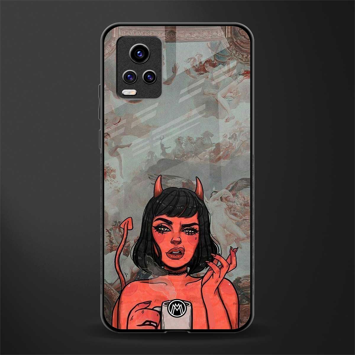 devil buys mymerchandize back phone cover | glass case for vivo v21e 4g