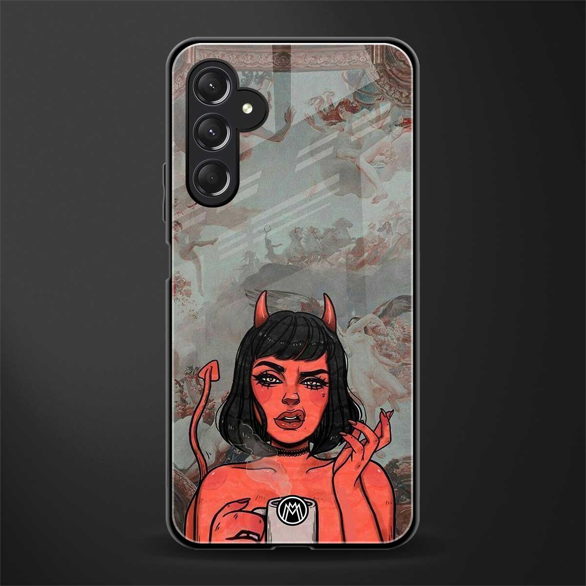 devil buys mymerchandize back phone cover | glass case for samsun galaxy a24 4g