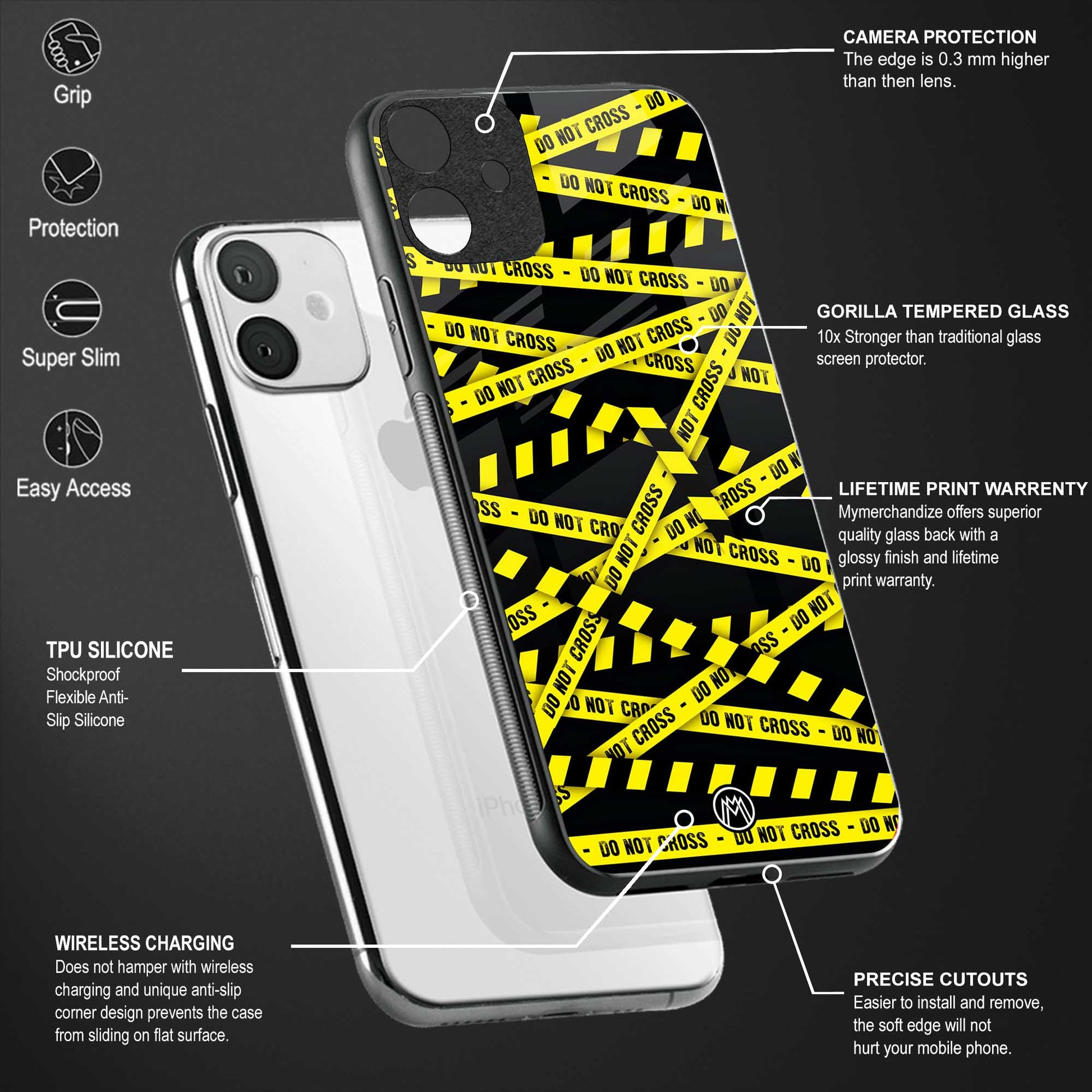 do not cross warning back phone cover | glass case for vivo t1 44w 4g