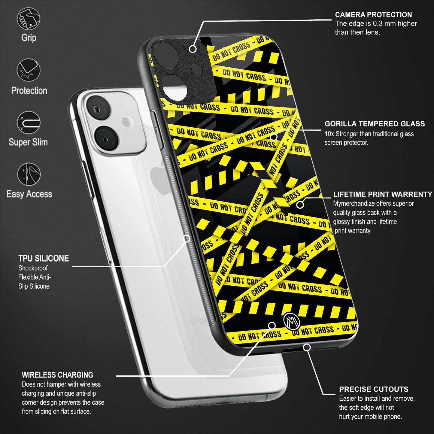 do not cross warning back phone cover | glass case for samsung galaxy a53 5g