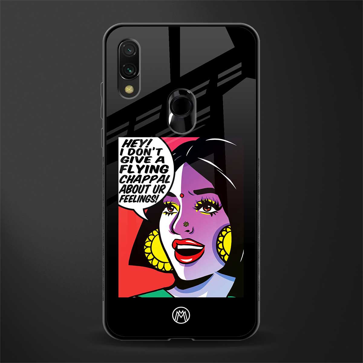don't give a flying chappal glass case for redmi note 7 image