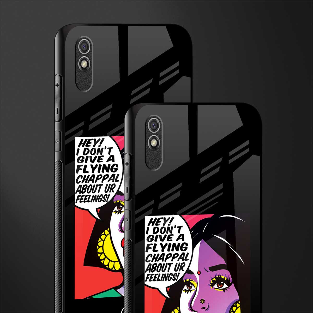 don't give a flying chappal glass case for redmi 9i image-2