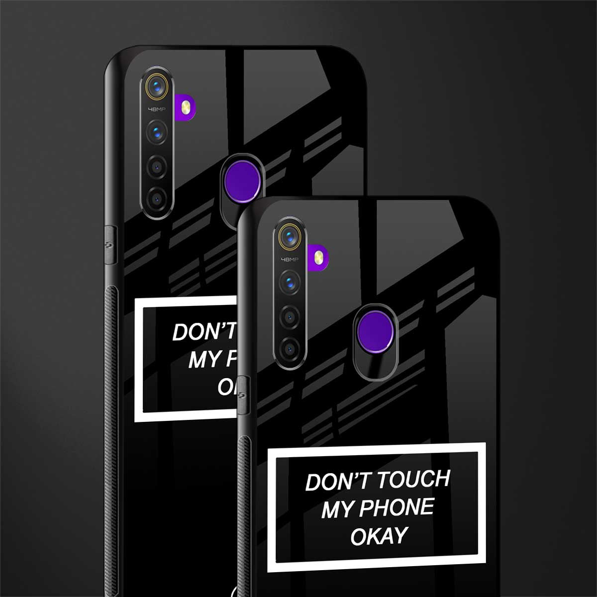 don't touch my phone black glass case for realme 5i image-2