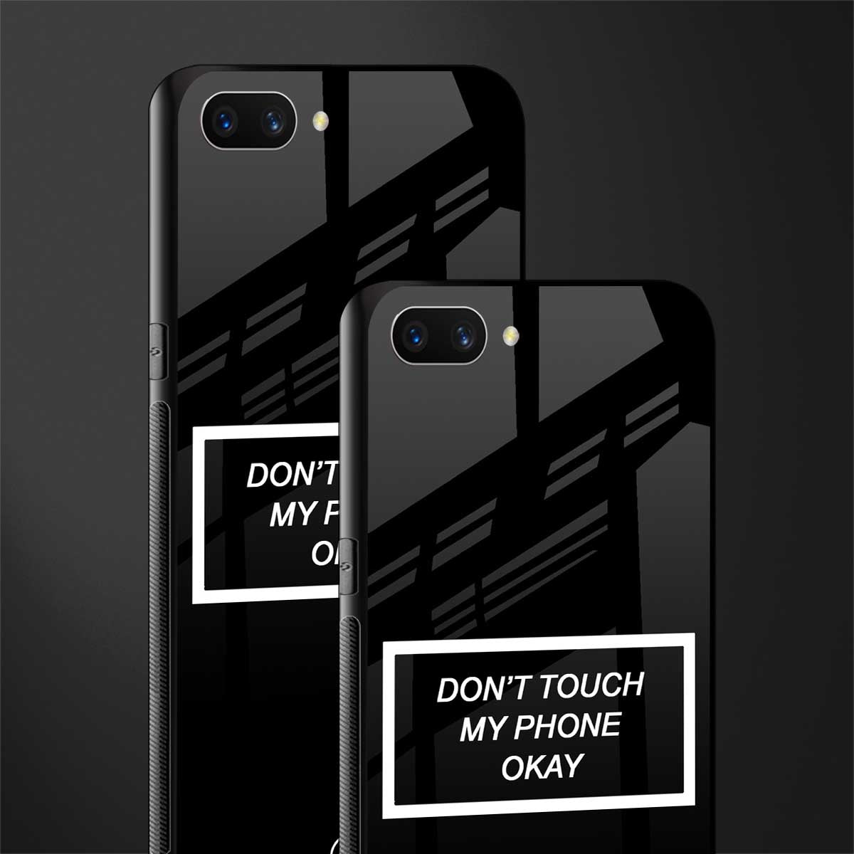 don't touch my phone black glass case for oppo a3s image-2