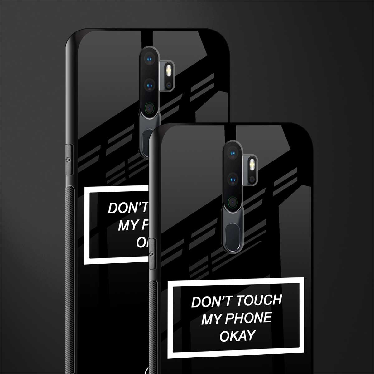 don't touch my phone black glass case for oppo a5 2020 image-2