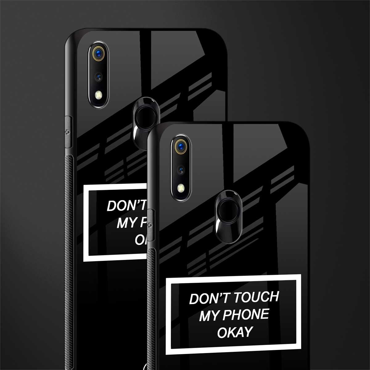 don't touch my phone black glass case for realme 3 pro image-2