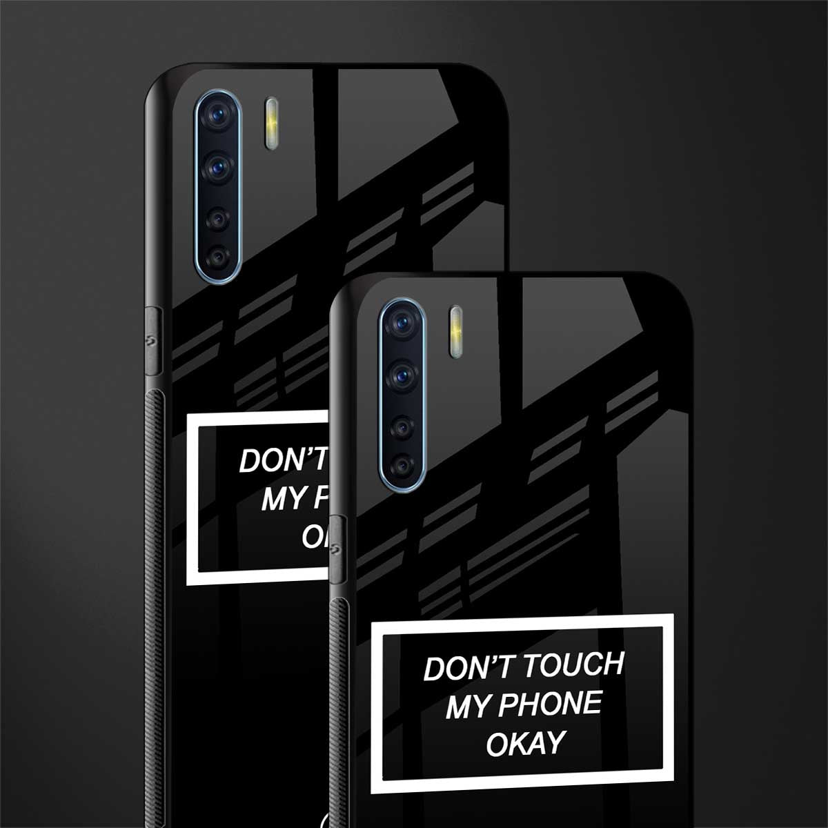 don't touch my phone black glass case for oppo f15 image-2