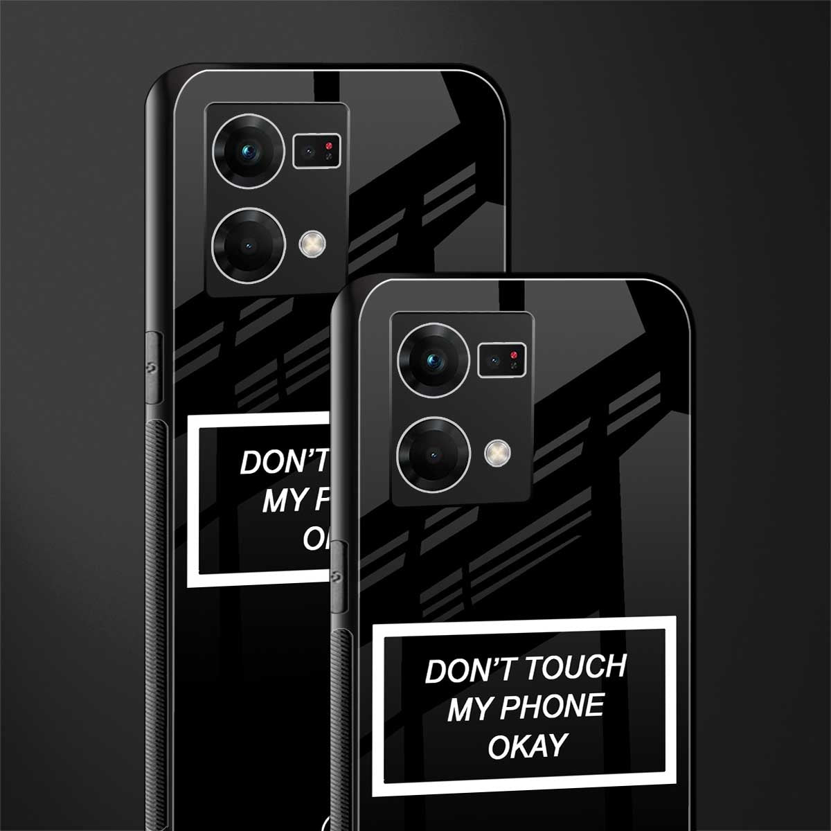 don't touch my phone black back phone cover | glass case for oppo f21 pro 4g