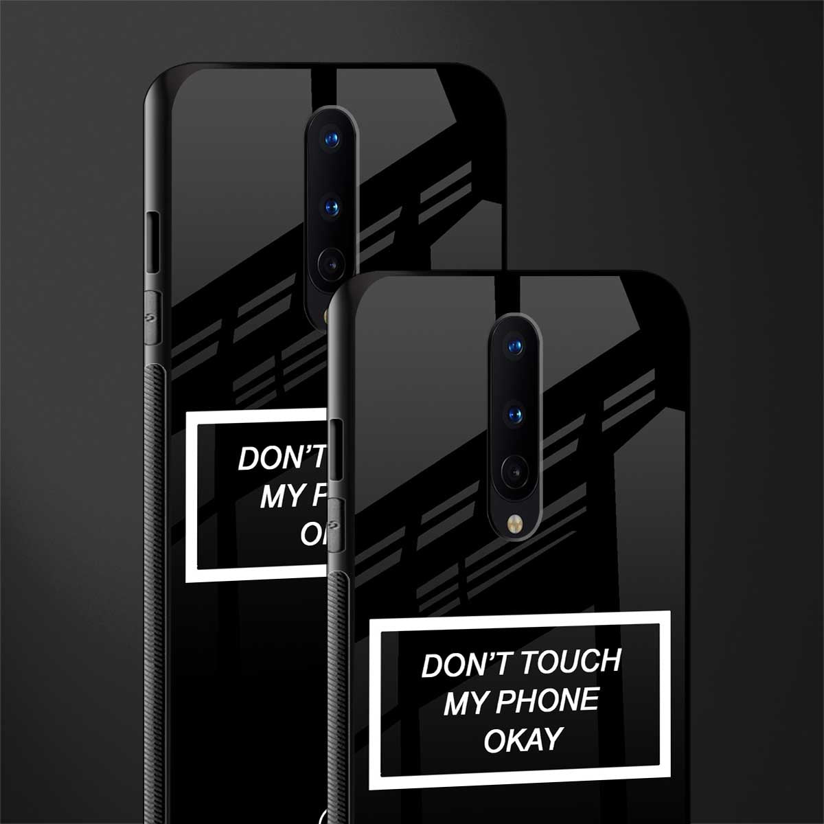 don't touch my phone black glass case for oneplus 8 image-2