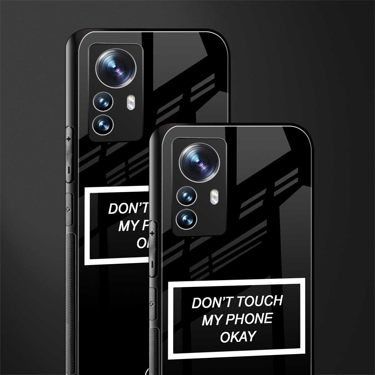 don't touch my phone black back phone cover | glass case for xiaomi 12 pro