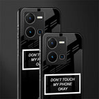 don't touch my phone black back phone cover | glass case for vivo y35 4g