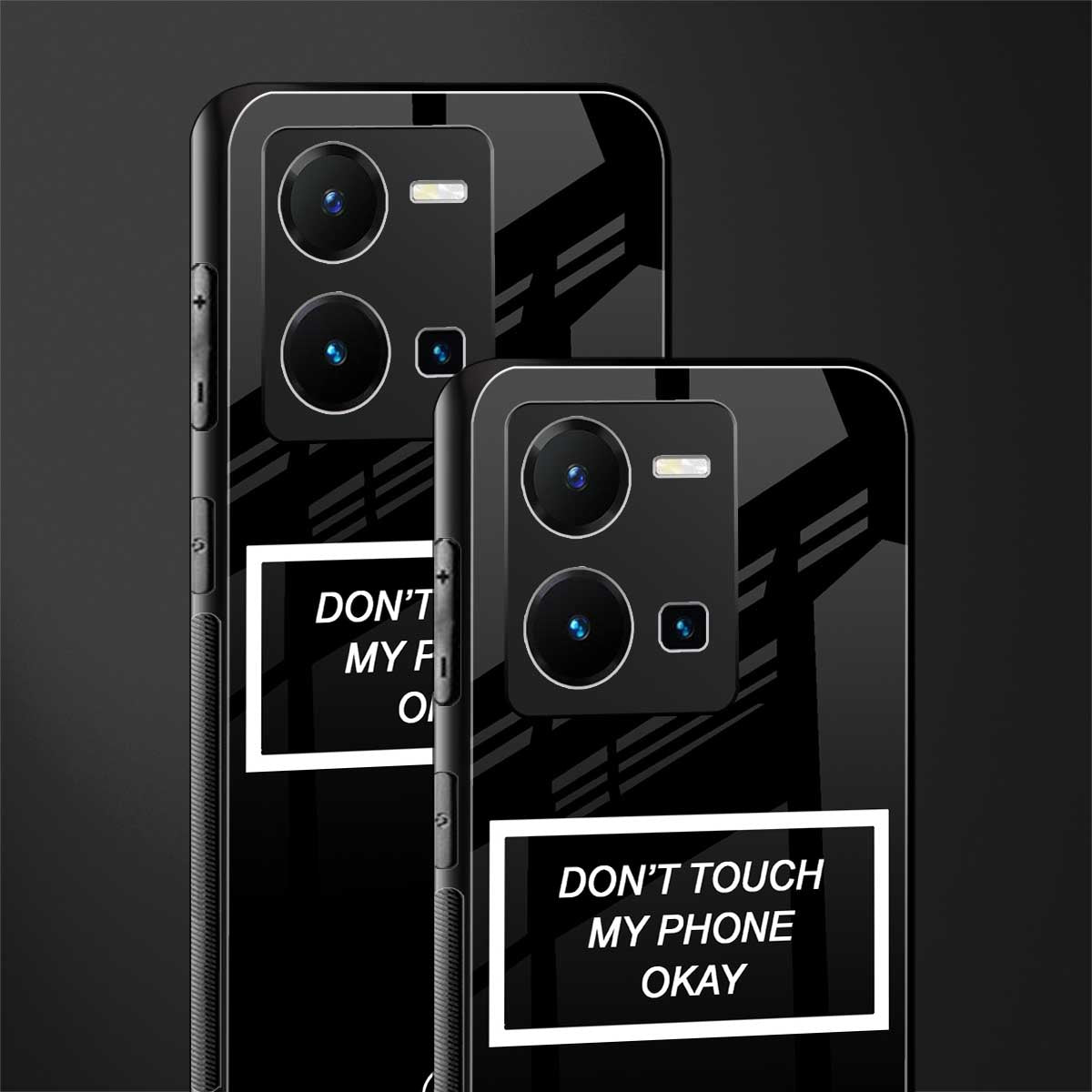 don't touch my phone black back phone cover | glass case for vivo y35 4g