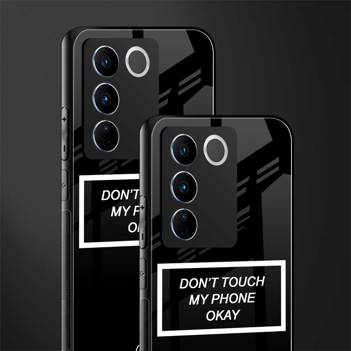 don't touch my phone black back phone cover | glass case for vivo v27 pro 5g