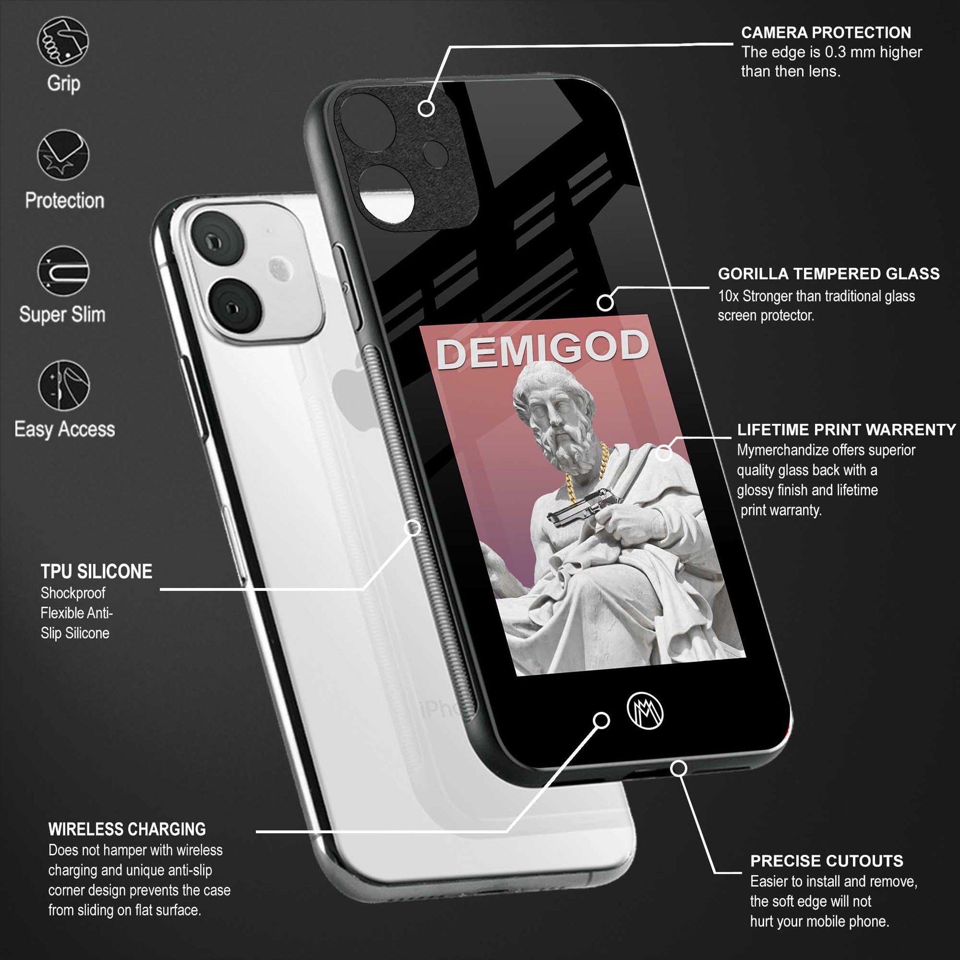 dope socerates back phone cover | glass case for vivo t1 44w 4g