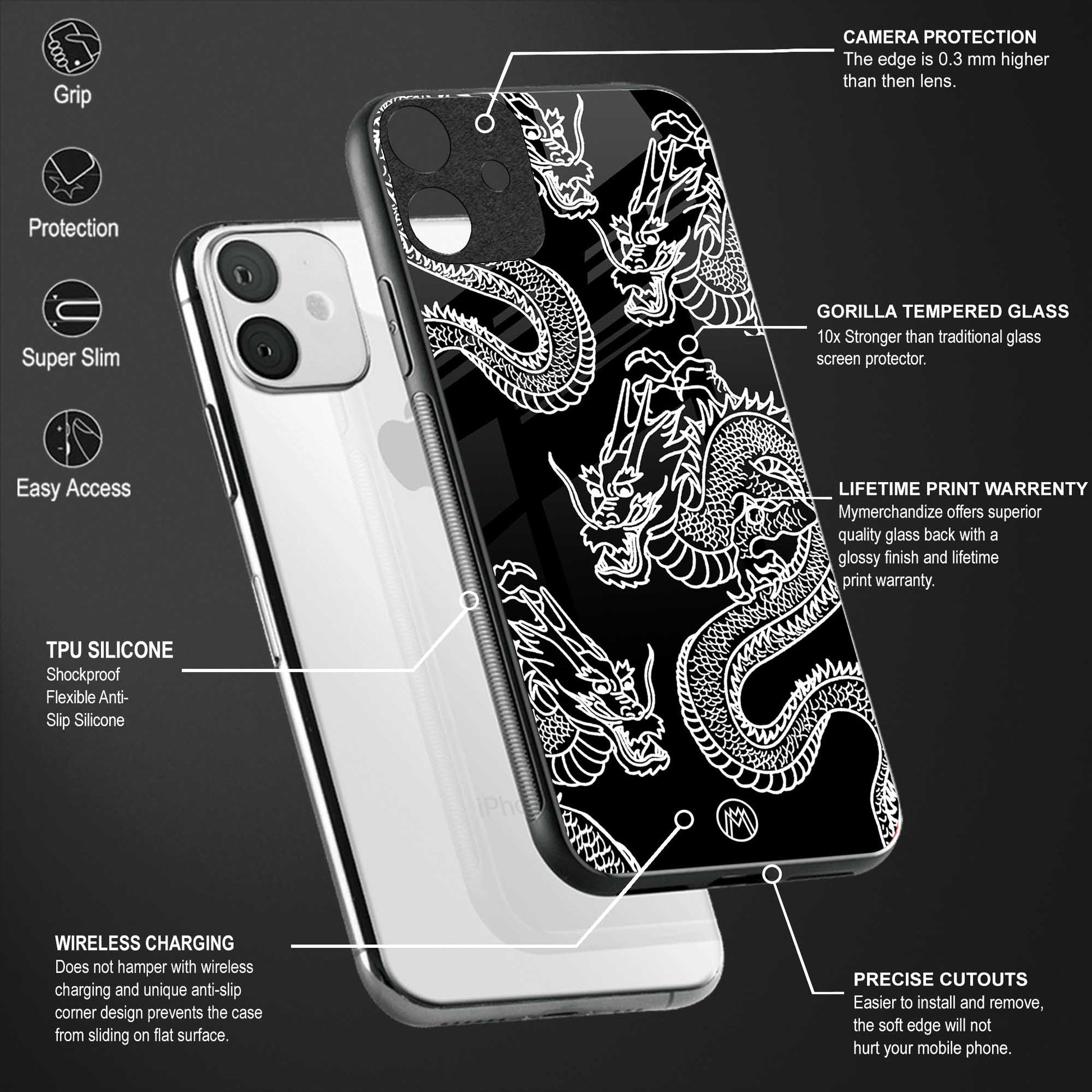 dragons back phone cover | glass case for vivo v25-5g