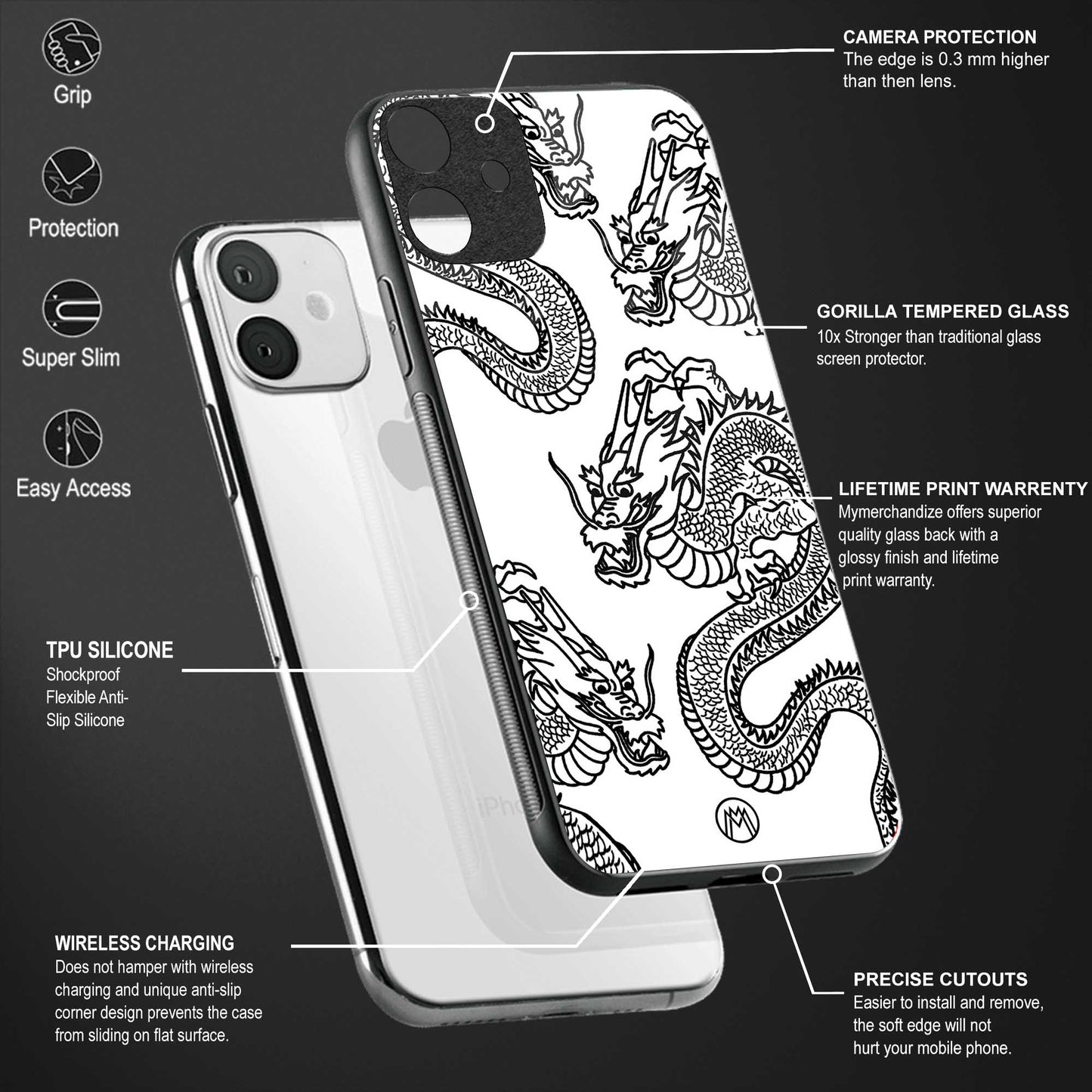 dragons lite back phone cover | glass case for vivo v25-5g