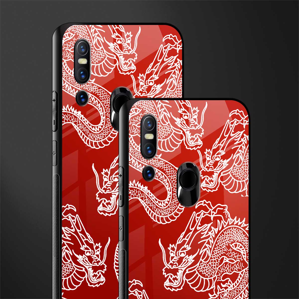 dragons red glass case for vivo v15 image-2