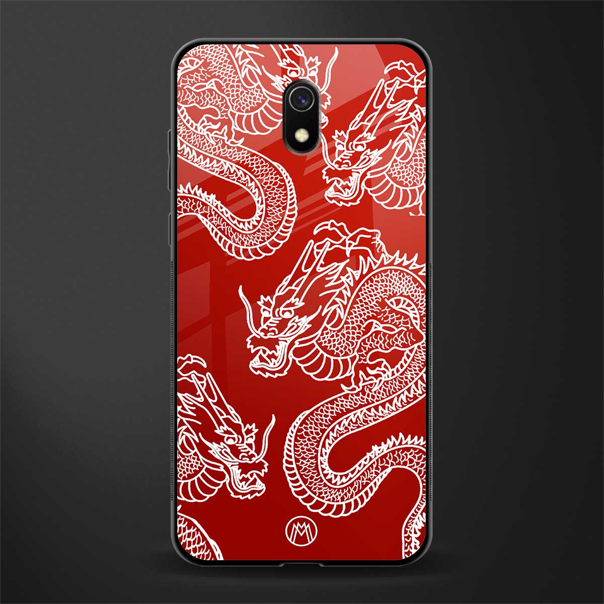 dragons red glass case for redmi 8a image