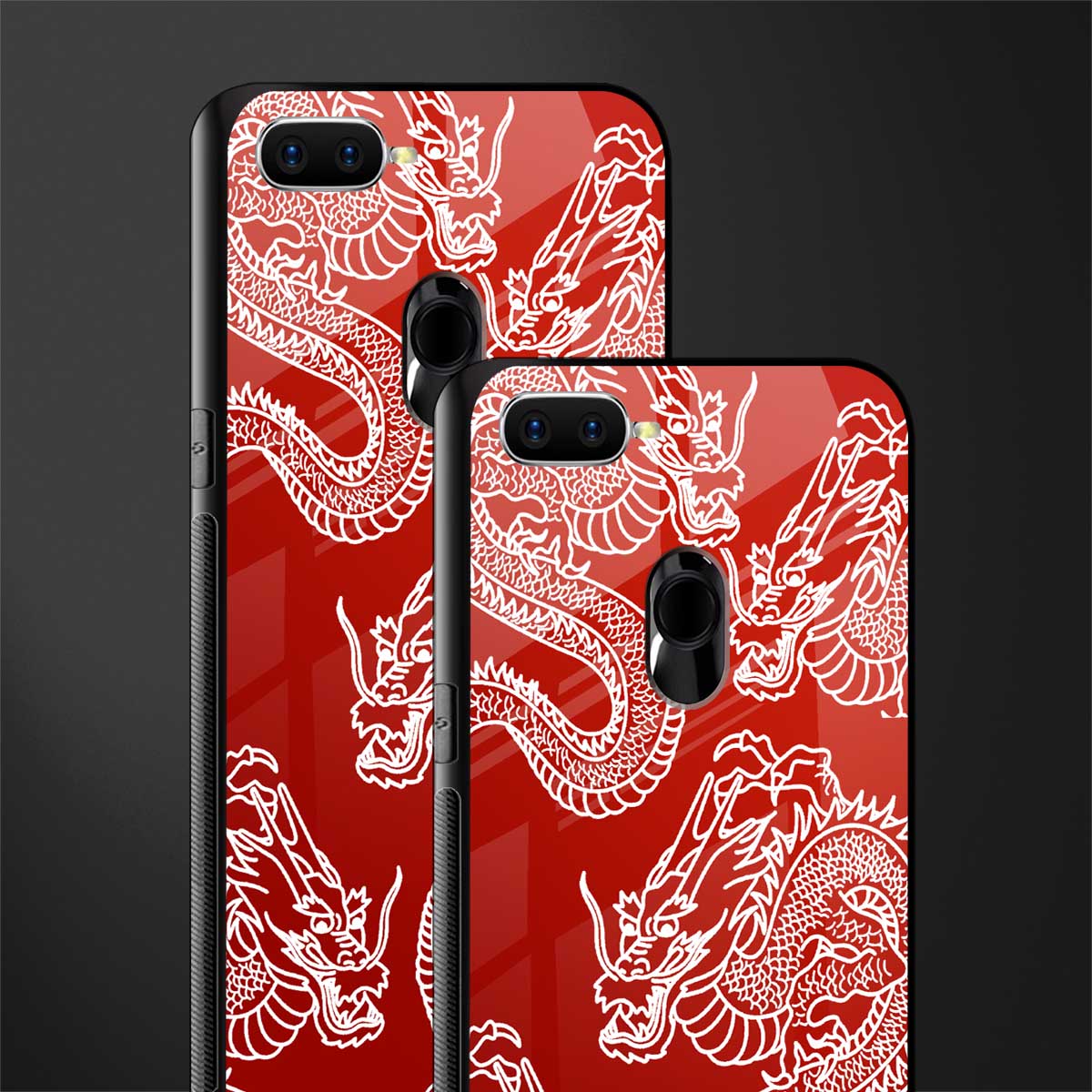 dragons red glass case for oppo a12 image-2
