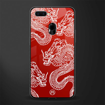 dragons red glass case for oppo a7 image