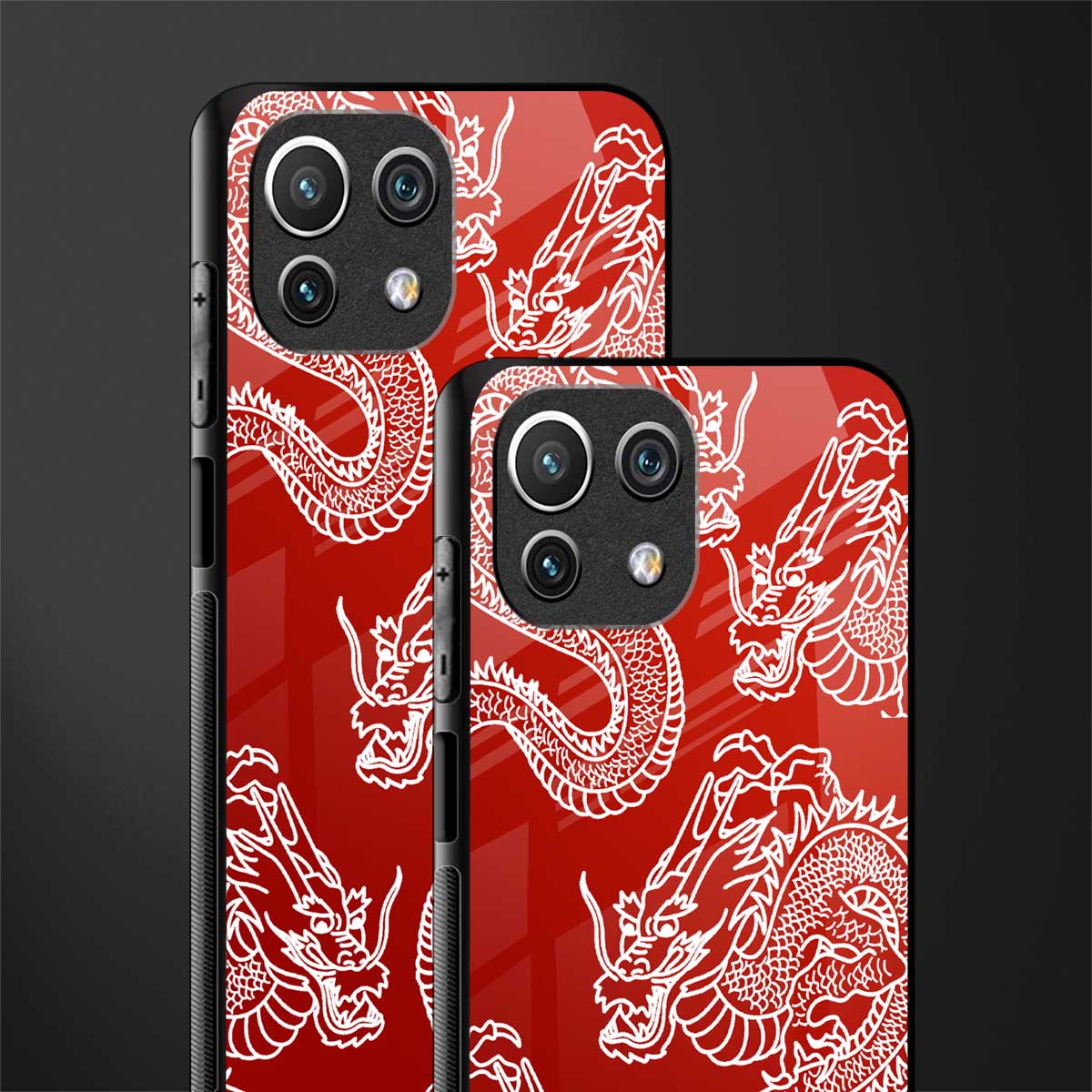 dragons red glass case for mi 11 lite image-2